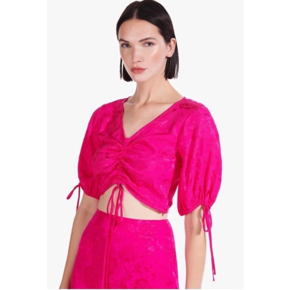 STAUD Floral Pink Tie Top